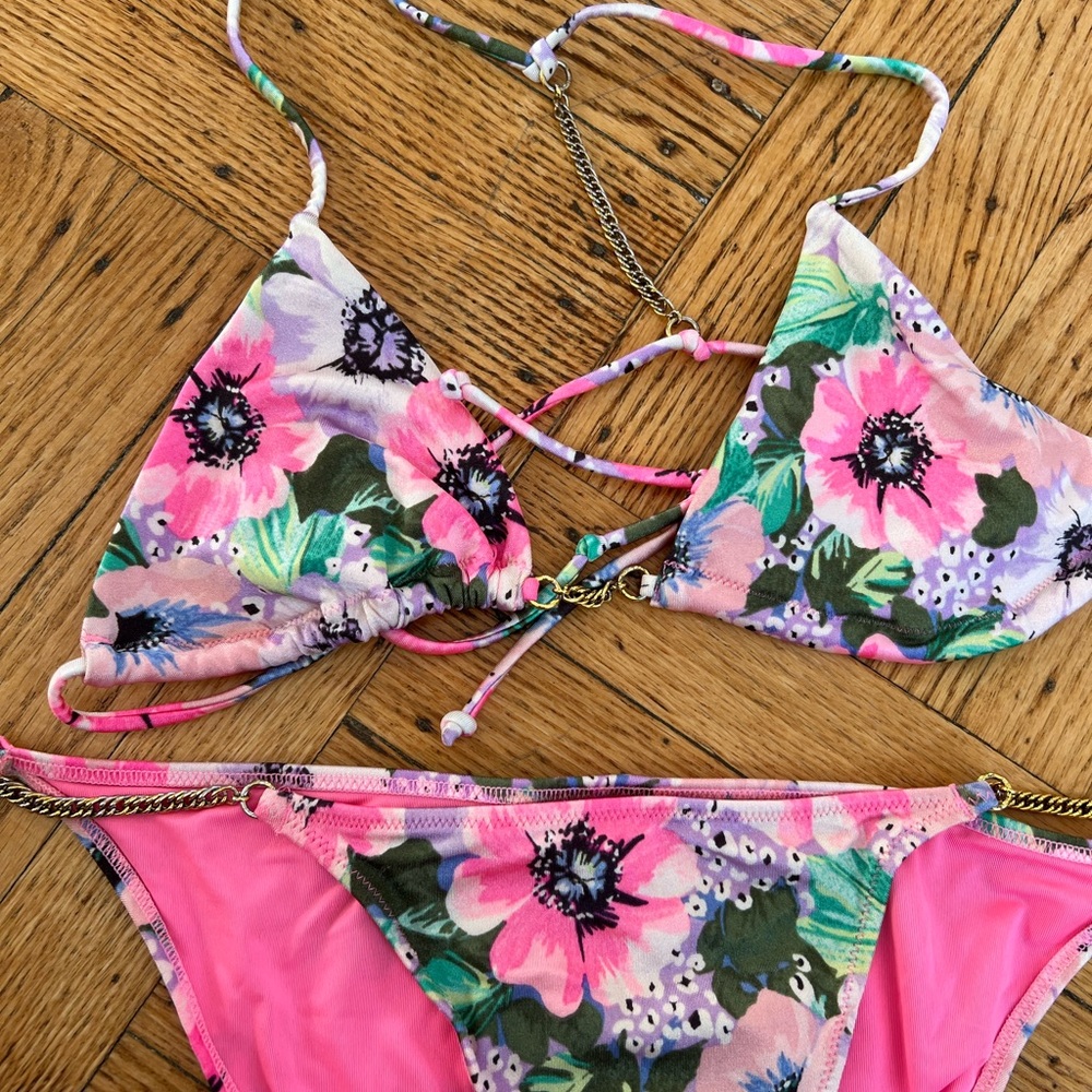 Victorias Secret Floral Chain Bikini Set